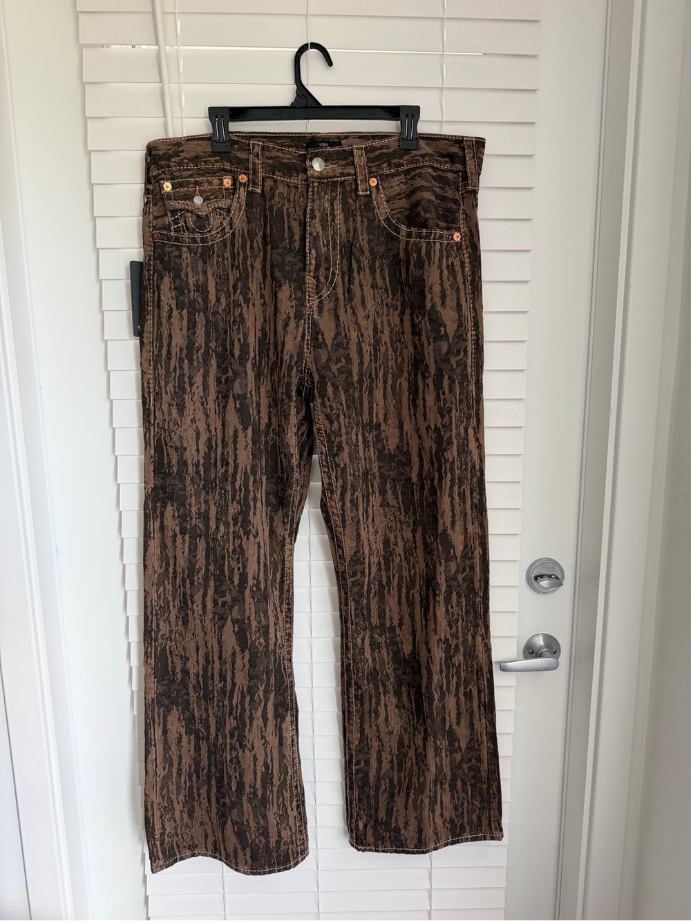 True Religion Men's Ultra Baggy Brown Patterned Jeans